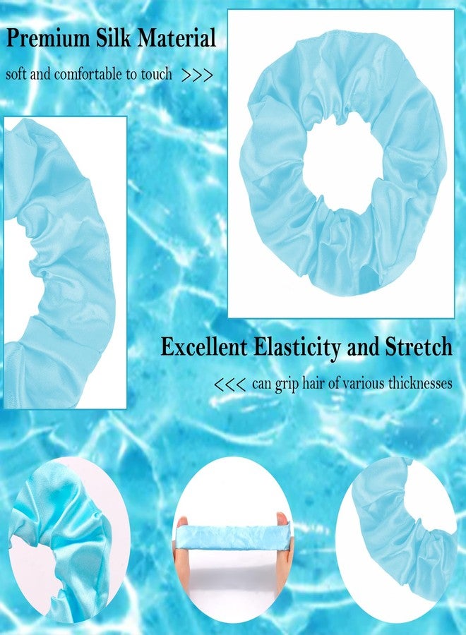 KICOSY 20PCS Blue Scrunchies Bulk Navy Blue Hair Ties for Women Silk Satin Scrunchies for Girls Sky Blue Hair Accessories Large Ponytail Holder No Damage - Image 2